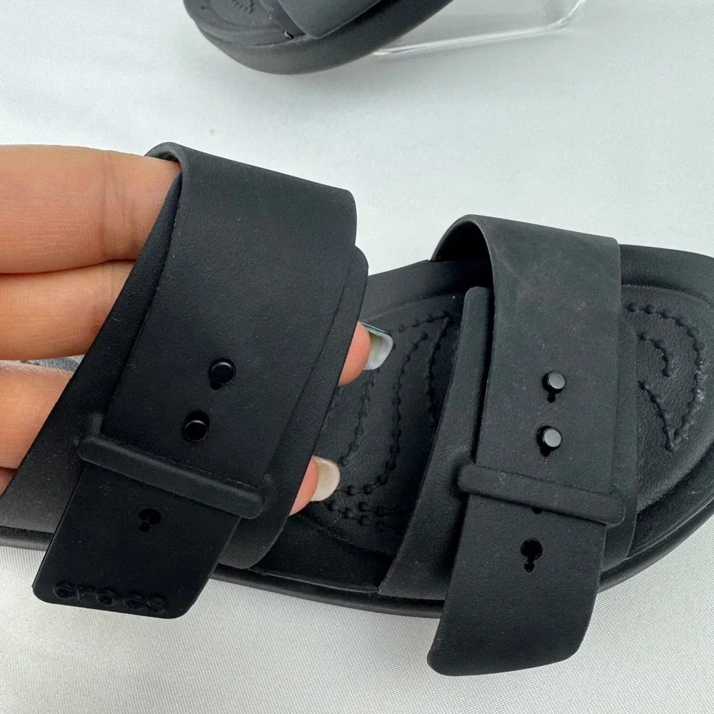 Crocs LiteRide Brooklyn Women Black Adjustable Strap Slides Sandals Size 6 - Picture 7 of 12